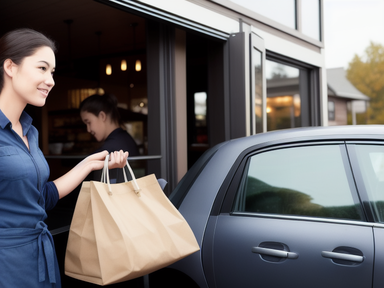 Restaurant curbside pickup handoff to a customer